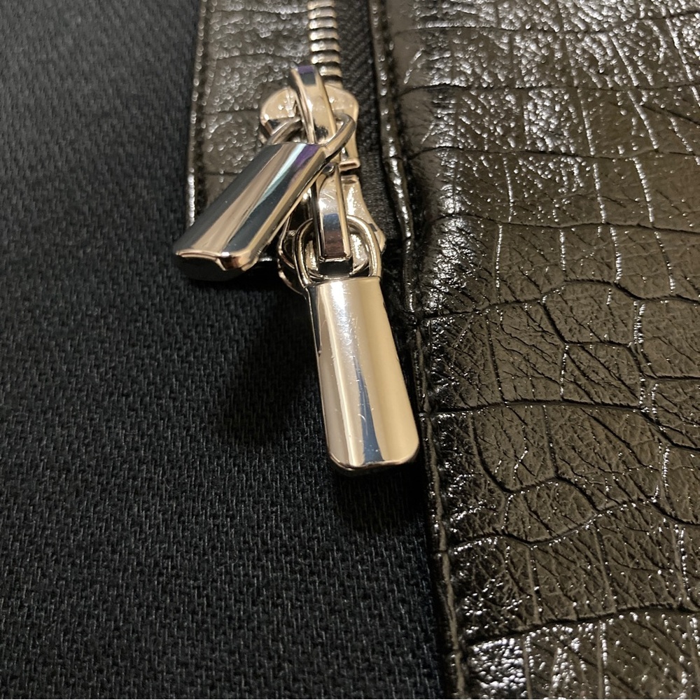 Topshop Croc Effect Faux Leather Zip Mini Skirt - Size 8 - Picture 7 of 12